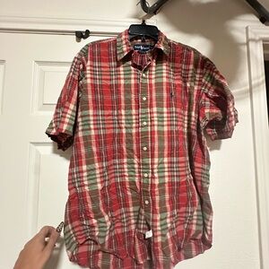 Ralph Lauren Men's Red and Green Plaid Shirt